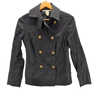 Diane von Furstenberg Black Military Double Breasted Linen Blend Blazer Jacket 0
